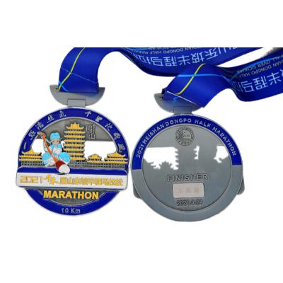 China Other Finisher Custom Medal Gold Antique Antique Logo Football Sports Award Medal Custom Silver With Sublimation Ribbon Lanyard for sale