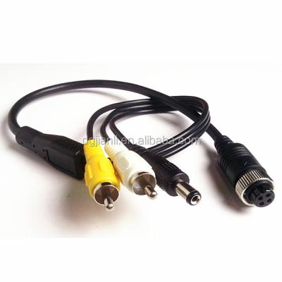 China Rearview Camera Auto Connect 4 Pin Aviation Plug Extension Cable Connect RCA For Video And Audio System for sale