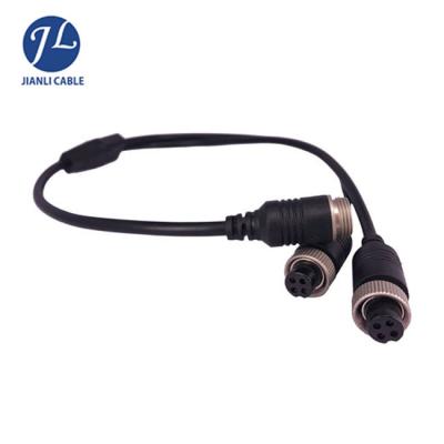 China Vehicle Camera Connection Car Video Camera Backup Network Aviation Connector 4pin Splitter Cable for sale