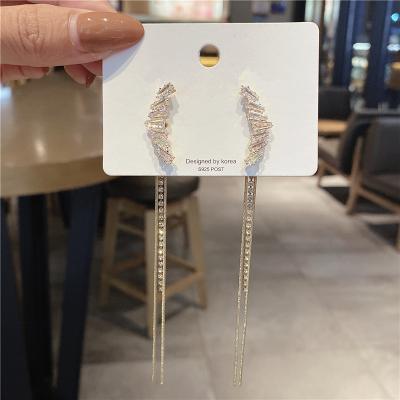 China New Temperament Celebrity Female Super Fairy Net Earrings Long Zirconia FASHIONABLE Crystal Tassel Earrings for sale