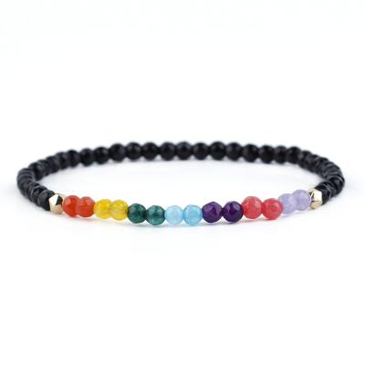 China FASHIONABLE Hot Selling 4MM Stretch Beaded Bracelets Seven Color Stone Men's Chakra Bracelet for sale