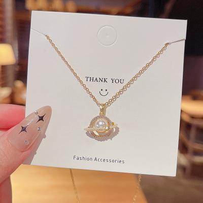 China FASHIONABLE Female Titanium Jewelry Steel Planet Pendant Necklace Crystal Necklace Charms Gold Plated Designer for sale