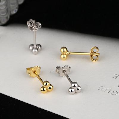 China TRENDY Gold Ball Earings For Women 2021 New Fashion S925 Small Silver Cartilage Stud Earrings for sale