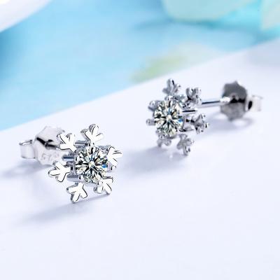 China 925 TRENDY Snowflake Earrings 2021 New Crystal Small Stud Earrings Set For Women Charming Jewelry Silver Earring for sale