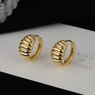 China FASHIONABLE Ladies Good Quality Silvery S925 Gold Plated Huggie Earring Men Small Twisted Hoop Thick Hoop Earrings for sale