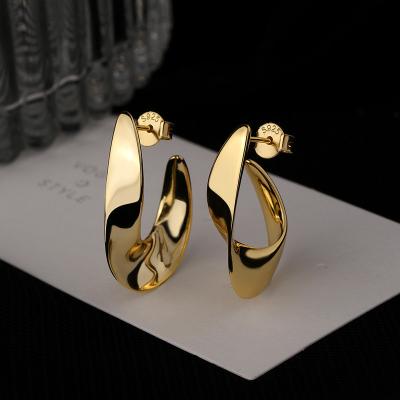 China New Fashion TRENDY Gold Plated Circle Earrings 18K Statement Jewelry Overdone Adjustable Twisted Huggie Earring for sale