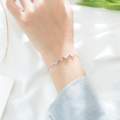 China Sterling Silver Bracelet For Women Factory Sale Personalized Gift For Girl Crystal Bracelet Wave Design S925 Sterling Silver Bracelet Women for sale