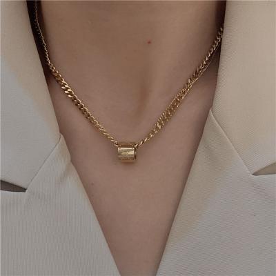 China 2021 FASHIONABLE Cute Hip Hop Letter Necklaces Gold Plated Jewelry Designer Titanium Steel Chain Beaded Necklace for sale