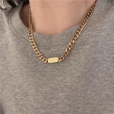 China TRENDY Clavicle Jewelry Women Stainless Steel Casual Gold Plated Thick Silver Chain Necklaces Men Necklace for sale