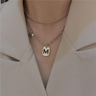 China Designer Titanium Steel TRENDY Women's Jewelry Gold Alphabet Letter Chain Necklace for sale