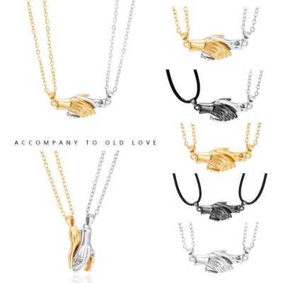 China TRENDY Magnetic Necklace For Couples Jewelry Gold Clavicle Chain Charm Necklace Silver Hands Necklace for sale