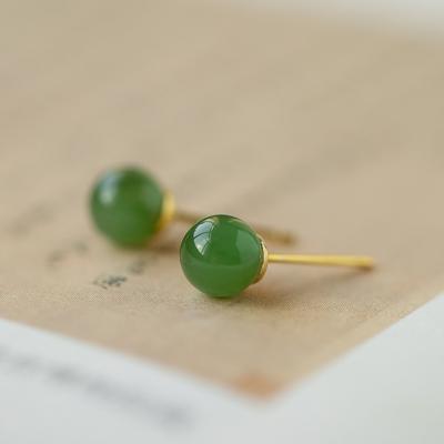 China Fashionable 2022 New Arrival Women's Jewelry Natural Rose Jade Earings 925 Sterling Stud Earrings for sale