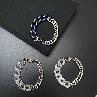 China Punk Clear Acrylic Resin Chain Bracelet Stainless Steel Bracelet Mold Thick Acrylic Steel Hold Acrylic Resin Jewelry for sale