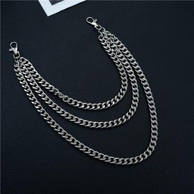 China New hip-hop body jewelry hip-hop metal chain 3in1 triple chain 10#Grinding waist chain Cool Cuban thick panty chain for sale