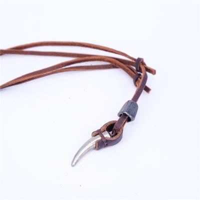 China Vintage The New Horn Shape Of Male And Female Adjustable Leather Collar Restoring Ancient Ways for sale