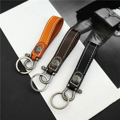 China New Retro Fashion Personality Trend Korean Leather Key Chain Punk Custom Handmade Leather Key Chain Zinc Alloy Key Chain for sale