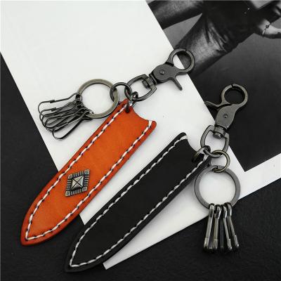 China Retro Creative Leather Carving Key Chain Zinc Alloy Trend Design Men's and Women's Key Chain Leisure Pendant Horseshoe Accessories Key Chain for sale