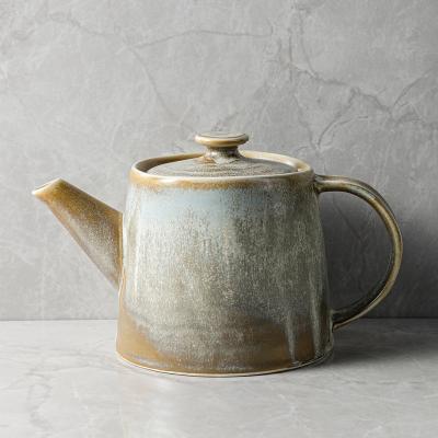 China Japanese Rustic Teapot Vajilla Teekanne Geschirr Sage Green Speckled Tetera Ceramic New Arrival Porcelain Tableware Viable Coffee Pots for sale