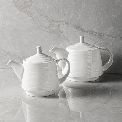 China Vajjila Viable Nordic Express White Wave Color Cafetera Teapots Porcelain Style JiuJiuJu Tableware 500ml Coffee Pot for sale