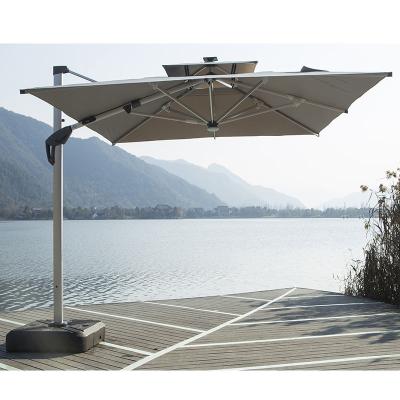 China Welgold Large Cantilever Lightweight Cantilever Outdoor Umbrella Contemporary Custom Solar Led Roman Umbrella for sale