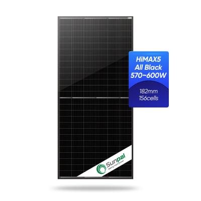 China Solar Home System China Sunpal All Black Solares 580 590 Industrial Monocrystalline Silicon Panel Solar Paneles 600 Watt for sale