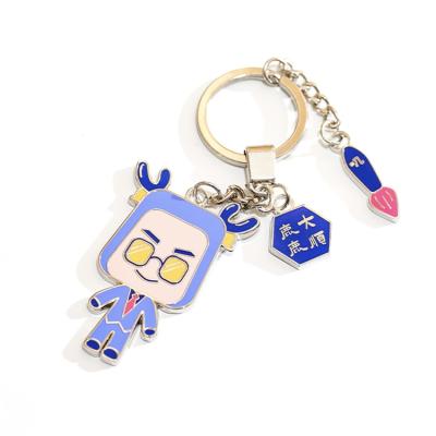 China 2D Factory Design Europe China Cartoon Brass Custom Keychain Charm Shape Zinc Alloy Material for sale