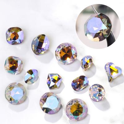 China Fashion High Quality Rhinestone Crystal Fancy Diamond Stone Pointback Glass DIY Nail Art Supplies K9 For Jewelry Accessories for sale