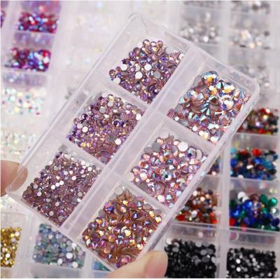 China Fashionable Fluorescence 3d Nail Art Cheap Decoration 3d Beauty Nail Rhinestone Press On False Nails Diamond Box for sale