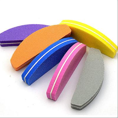 China Professional Art Polishing Nail File Durable Washable Mini Sandpaper Double Nail Sponges Small Double Half Moon Custom Cute Sideways for sale