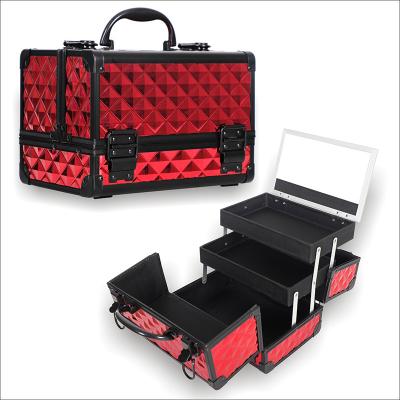 China Fashion Professional Portable Cosmetic Case Large Capacity Two Layers Sturdy PVC Waterproof Storage Box for sale