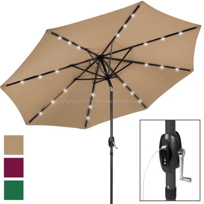 China Solar Powered Polyester Patio And Beach Umbrella With USB Ports for sale