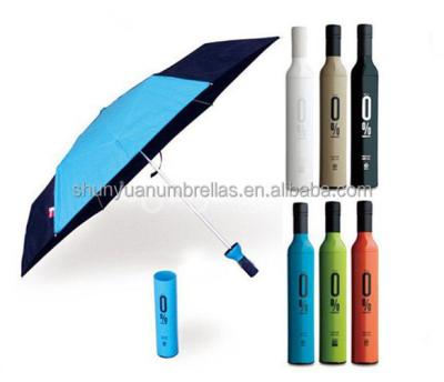 China Fashion Portable Creative Three Manual Open Wine Bottle Fold Umbrella for sale