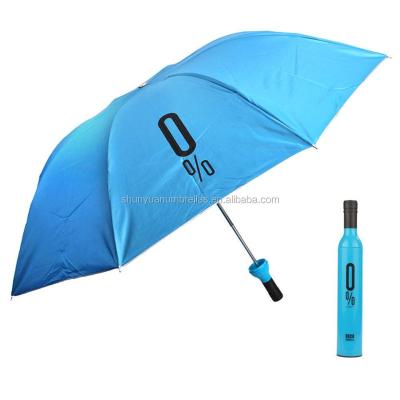 China PONGÉ Pattern Design Promotional Gift Umbrella Wine Bottles Sun Rain Folding Umbrella for sale