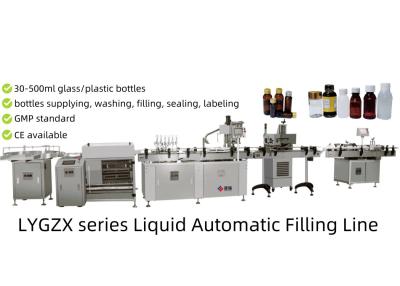 China Pharma Liquid Filling Machine For 30-500ml Volume Disinfect Plastic Or Glass Vials Bottles With GMP for sale