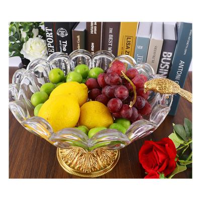 China Crystal glass fruit bowl decoration copper brass glass fruit bowl for sale