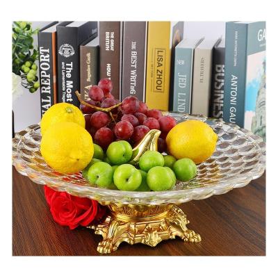 China Brass/Crystal Luxury Brass Craft Crystal Fruit Glass Dish For Family Party Wedding for sale