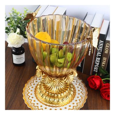 China Crystal Glass Pop Luxury Party Crystal Glass Bowl Decorated Fruit Brass Dish for sale