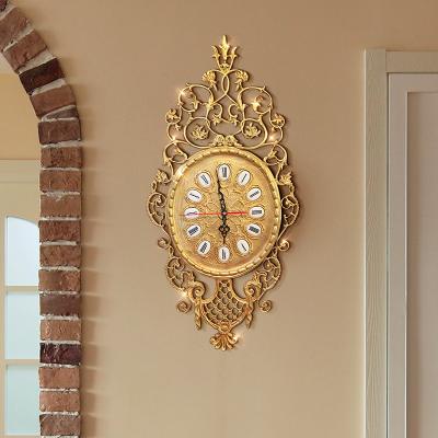 China European Antique Luxury Decoration Clock Hotel Villa Wall Clock Style Brass Clock for sale