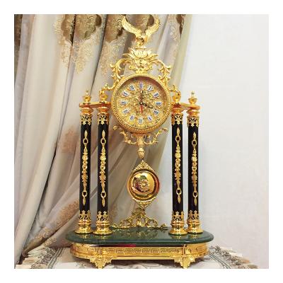 China Calendars light luxury creative high-end pure copper gold desktop cabinet living room TV clock desktop decorative pendulum clock for sale