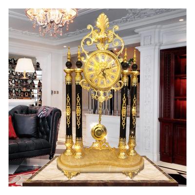 China Eclectic European Classic Desk Clock Gold Design Crystal Custom Clock Home Decor Brass Ornament for sale