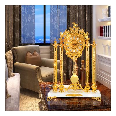 China Classroom Desktop Clock Home Decoration Pendulum Clock Living Room TV Cabinet Decoration Golden Clock for sale