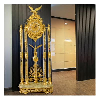 China Royal Classic Antique Style Palace Clock Gold Plated Quality Brass Luxury Grandfather Clock for sale