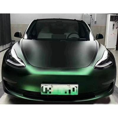 China Fluorescent Color Matte Green Color Vinyl Car Wrapping Film Dark Tone Car Vinyl Wrap Roll for sale