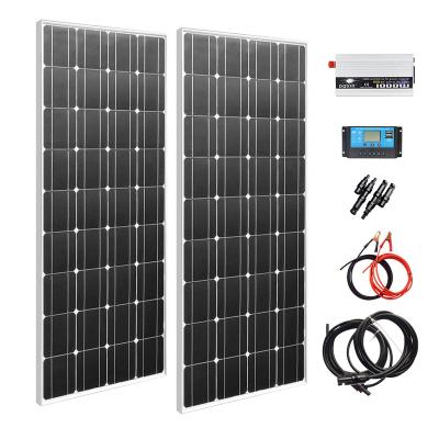 China 2* 100w 200w tempered glass solar panel system home battery charging cell module kit anti-small hail 25 years shelf life high quality for sale