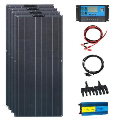 China Home Flexible Solar Panel 480 Watt Full System 4*120w Kit 12v/24v Charger Battery 1000W Inverter For Household Car Boat Yacht for sale