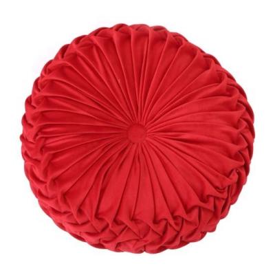 China European Style Anti Dust Mite Sofa Chair Pillow Luxury Velvet Cushion Pleated Fabric Wheel Pumpkin Handmade Round Cushions for sale