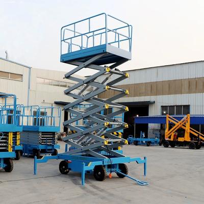 China Building Material Shop Trailer Scissor Lifts 10m Scissor Lift Table Manual Mobile Scissor Lift 8m for sale