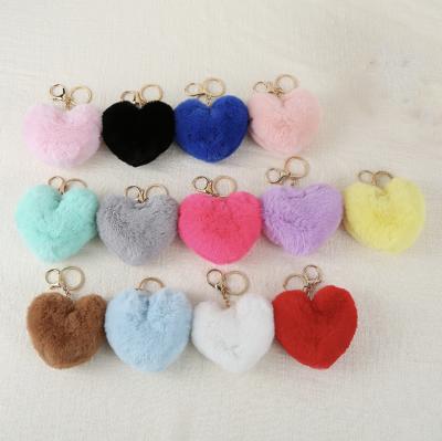 China 2020 Souvenir Gifts Promotion New Arrival Fashion Bag Decoration Heart Pom Pom Keychains for sale