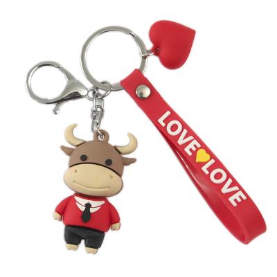 China PVC Cartoon Logo Key Chain Toy Wrist Bracelet Christmas Lobster Waterproof Custom Soft Zodiac Sign Cow 3D Clasp for sale