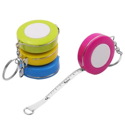 China Wholesale Custom Anti-fall Logo Plastic Tape Measure Keychains Portable Measure Key Chain 1.5cm With Logo for sale